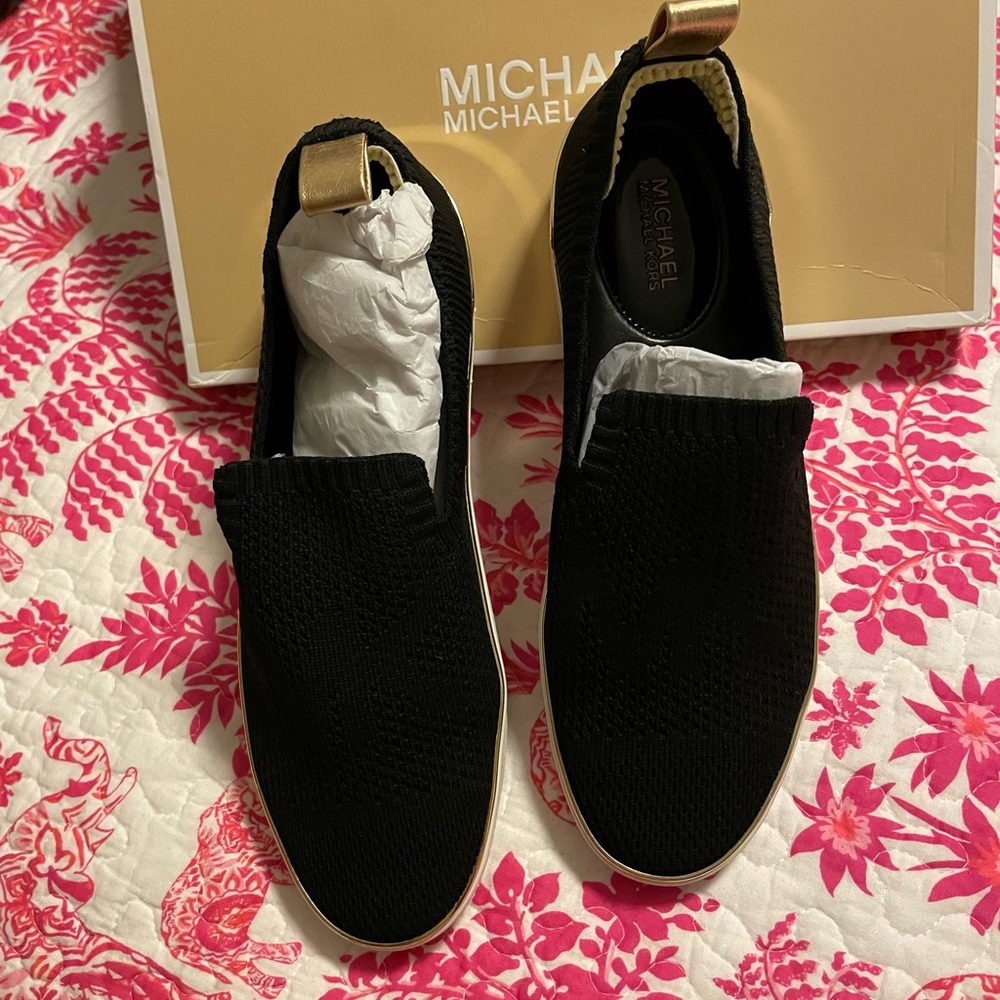 Michael Kors Black Knit Slip-On Loafers